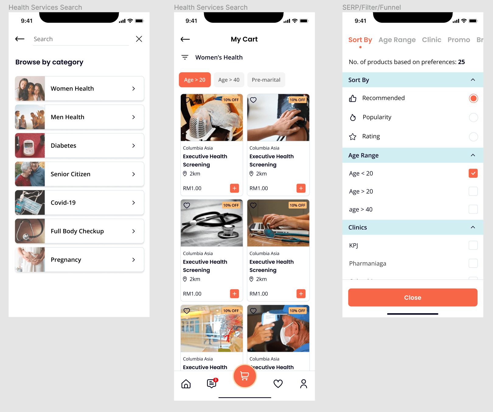 Hi-fidelity prototype screen 1