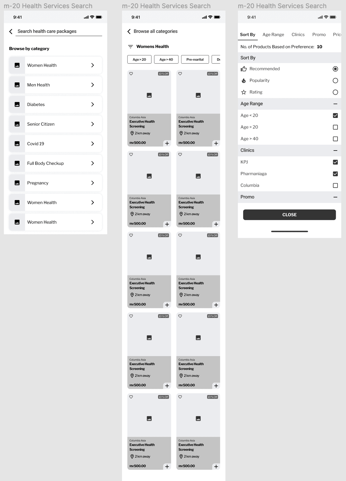 Category structure wireframe